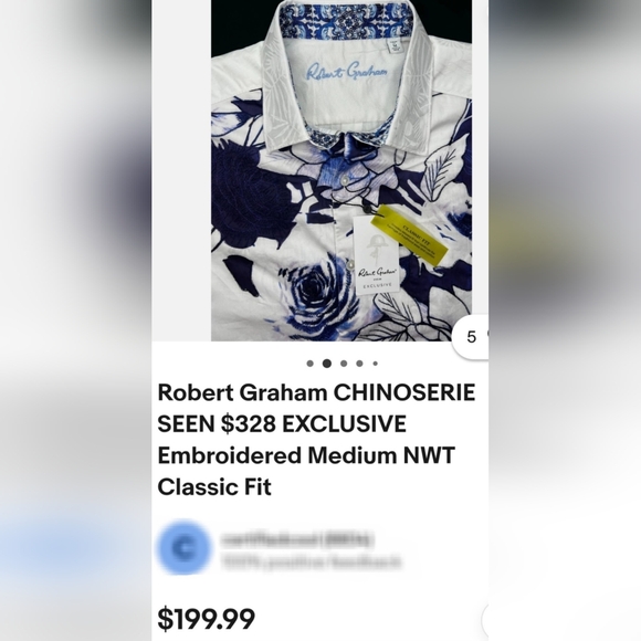 Robert Graham $328 Luxe Chinoserie Seen Exclusive Embroidered 100% Cotton Medium - Picture 8 of 16